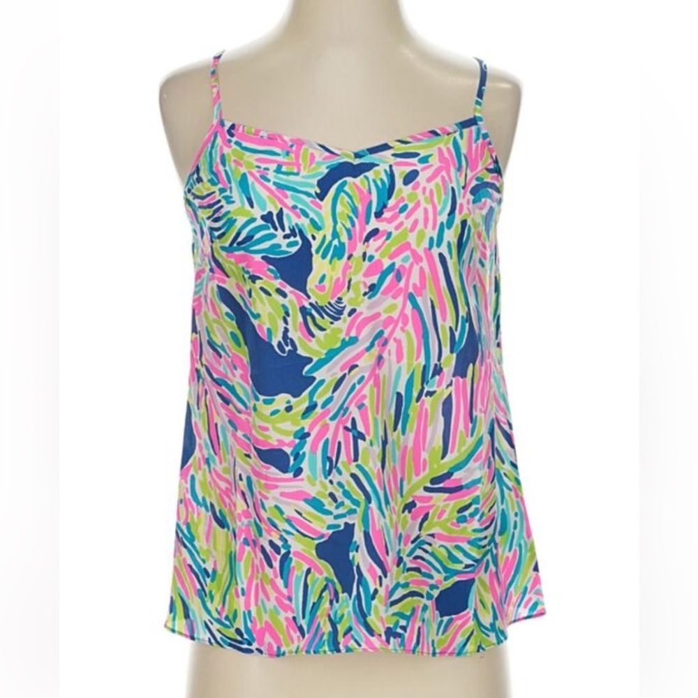 Lily Pulitzer 100% Silk Camisole Top - Pink Blue Green - Preppy Maximalist